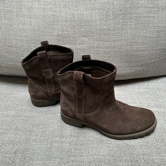 Timberland | Women’s Short Brown Suede Ankle Waterproof Boots Size 8.5 - Picture 1 of 5